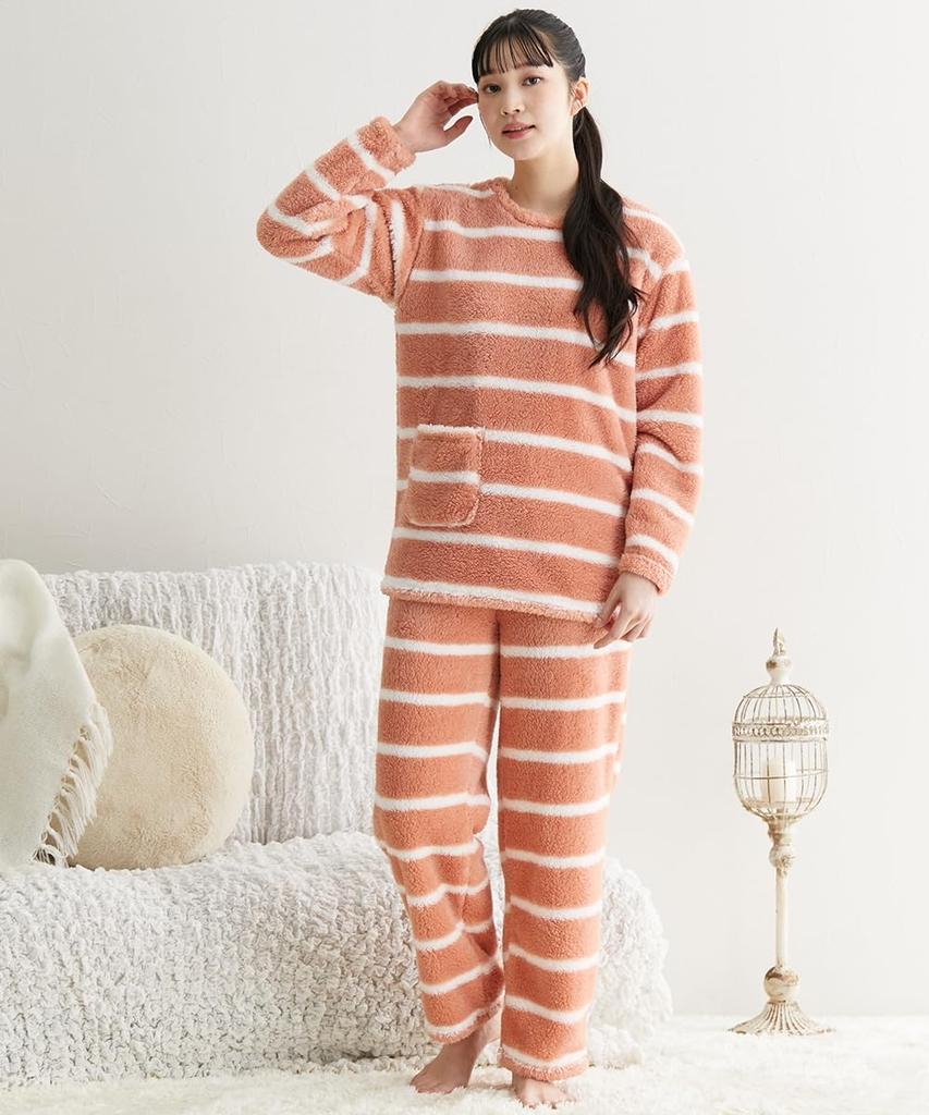 Nissen Fluffy Pajama and Loungewear Size 3L Women's Sheepskin-Style Set, Pink,