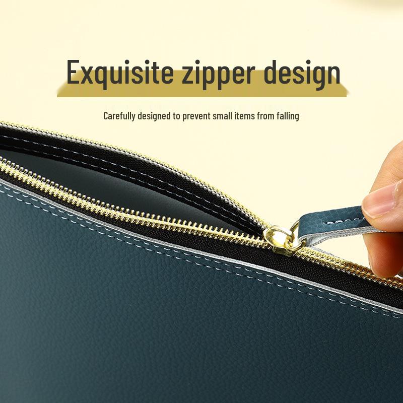 A4 Waterproof Leather Briefcase & Document Folder with PU Zipper