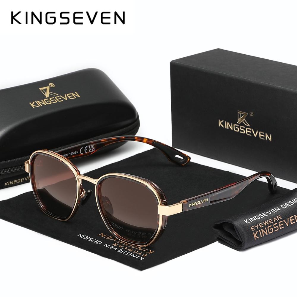 Бренд KINGSEVEN Оригинальные Солнцезащитные Очки Мужские Поляризационные UV400 Роскошные Женские Очки Мужские Для Улицы Круглая Рамка Повседневные Модные Очки