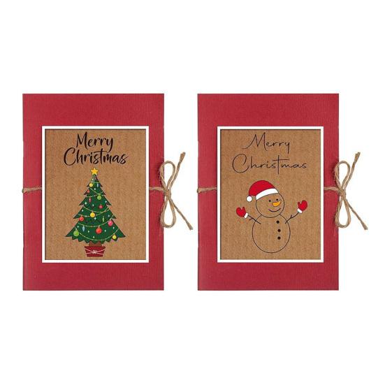 Christmas Gift Card Holder 5 Slots Postcard Card Sleeve Christmas Tree/Snowman Money Holder Envelope Booklet for Xmas Party Supplies