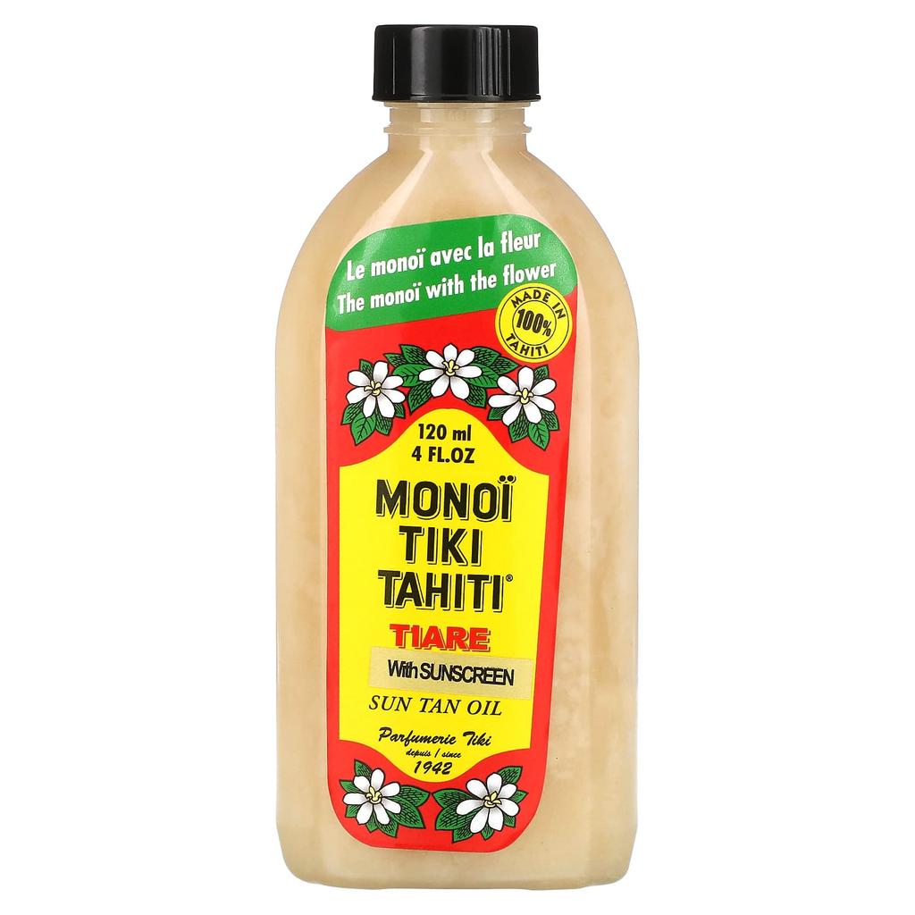 Monoi Tiare Tahiti Масло для загара с солнцезащитным фильтром, SPF 3, 4 жидких унции (120 мл)