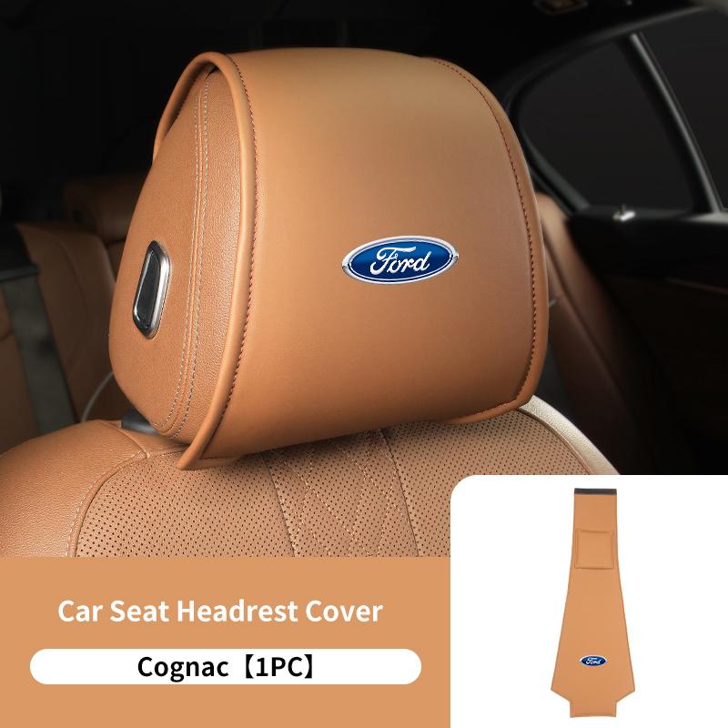 PPWE7 1/2PCS Leather Car Seat Headrest Protective Cover Auto Interior Accessories For Ford Escort KA Flex Everest KA Expedition Falcon