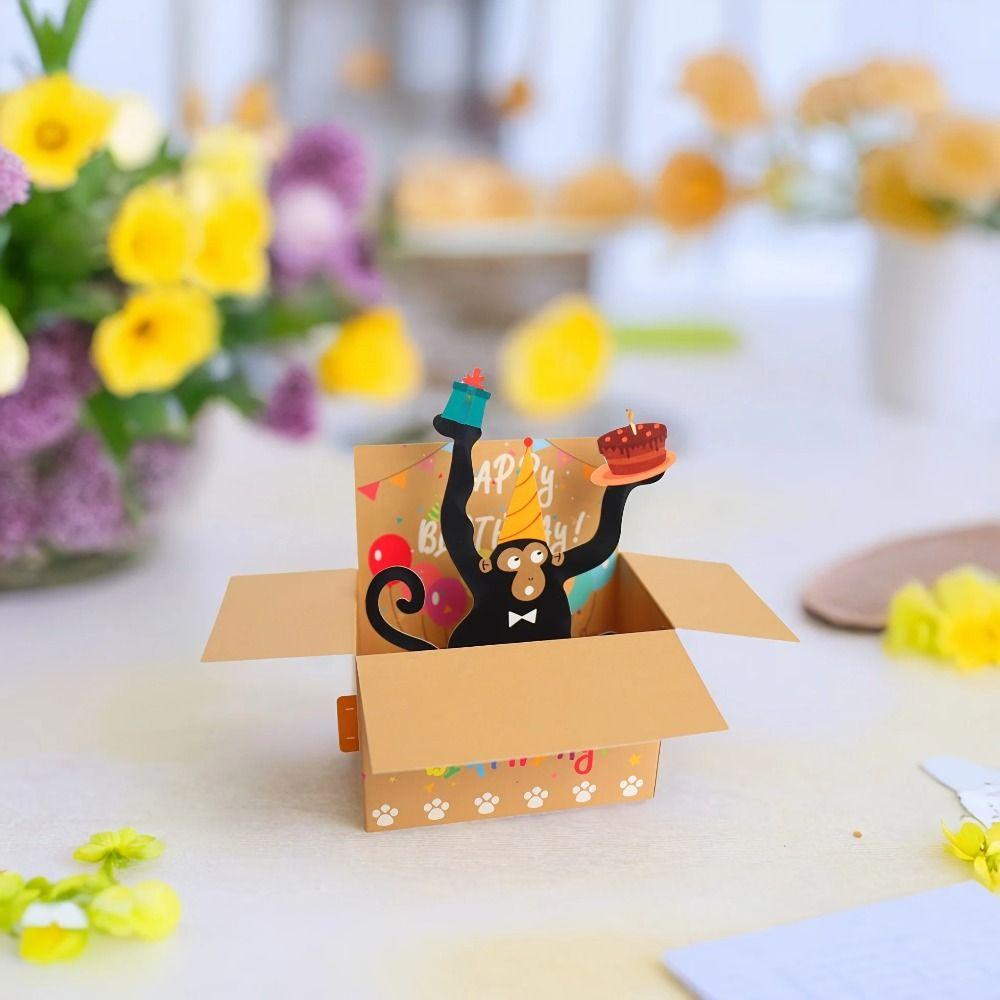 3D Character Design Pop-Up Card Heart Balloons Humorous Card Hilarious 3D Card Gift