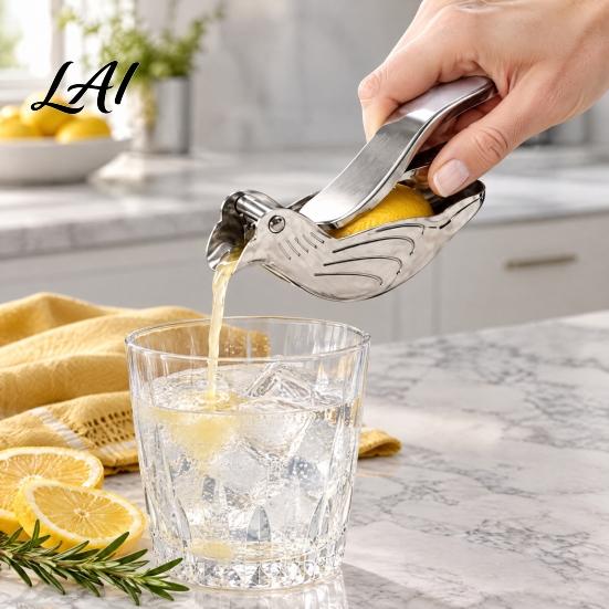 Bird Shaped Juice Extractor Stainless Steel Shape Lemon Juicer Ergonomic Manual Citrus Squeezer with Pour Maker for Office Spout ,Portable Hand Fruit