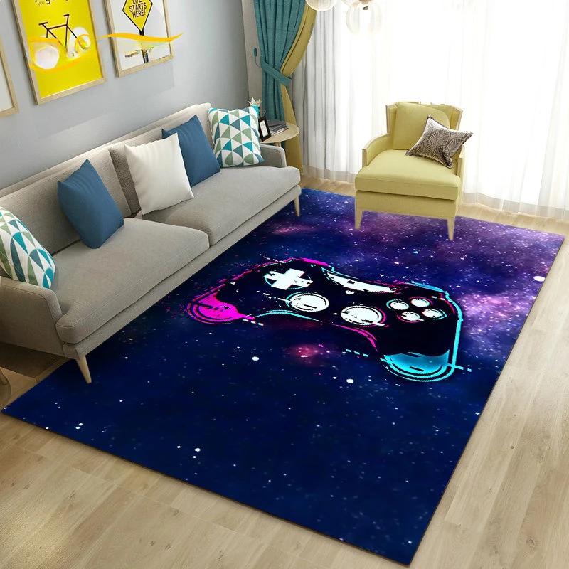 Cartoon Gamer Game Controller Carpet For Living Room Non Slip Parlour Sofa Large Area Rug Bedroom Kid Play Room Floor Mat