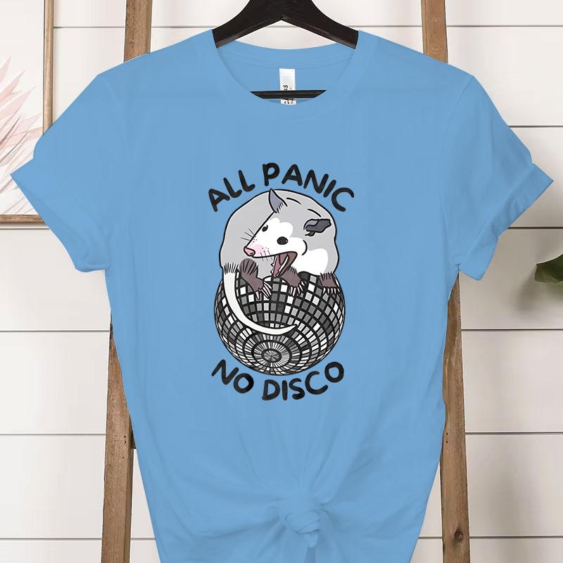 All Panic No Disco Opossum Tshirts Women Funny Screaming Street Trash Cat Graphic Tee Funny Possum Retro Animal Lover Tshirt