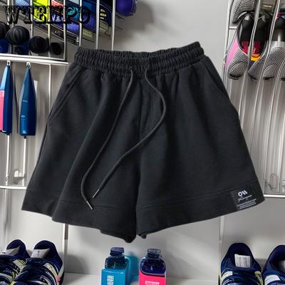 Женские спортивные шорты летние свободные покрой для бега повседневные А-силуэта широкие брюки с высокой талией утягивающие хлопковые брюки