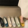 French Evening Wind Bow Satin Inner Heightening Single Shoes Women's 2025 New Square Head Niche Gentle Ballet Shoes