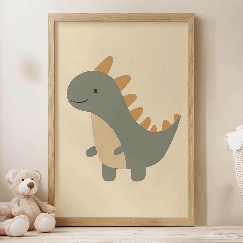 Plakat Dinozaur W Uśmiechu Plakat Dinozaur W Uśmiechu, 50X70 Cm, Rama Aluminiowa Czarna, Papier Matowy 230 Gsm