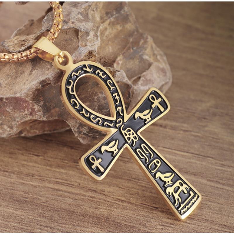 Stainless Steel High Quality Ancient Egyptian Anka Cross Pendant - A Unique and Fashionable Men's Stainless Steel Amulet Gift
