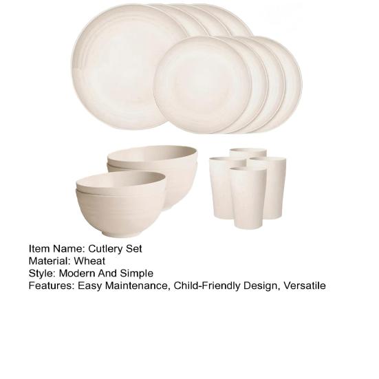 16Pcs Cutlery Set Stackable Unbreakable Plates, Bowls And Cups Set BPA-Free Tableware for Family