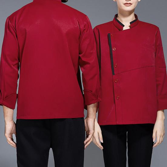 Униформа шеф-повара Однобортный с короткими рукавами Унисекс Воротник-стойка Мягкий дышащий Устойчивый к пятнам Свободный топ для повара Кухня Пекарня Столовая Ресторан Топ для официанта