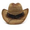 Окрашенная ковбойская шляпа Маран Полая соломенная шляпа Уличная праздничная шляпа от солнца Взбитая шляпа от солнца