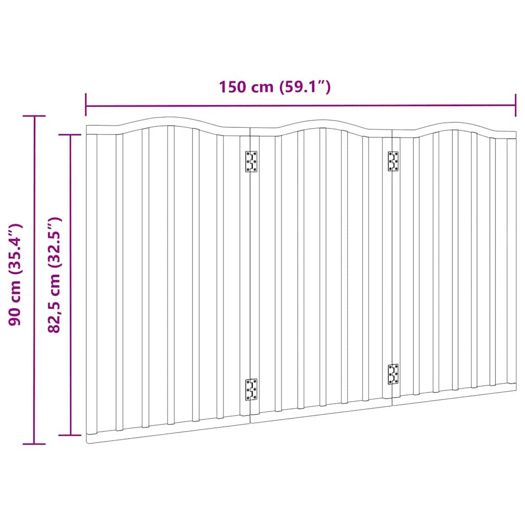 3 Piece Foldable Dog Gate White 150 cm Poplar Wood