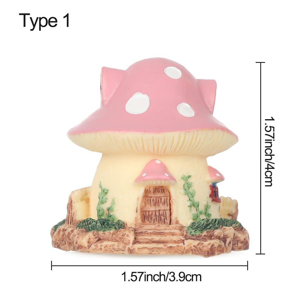 Bonsai Ornament Mushroom Figurines Miniature Mushroom House Gnome Terrarium Micro Landscape