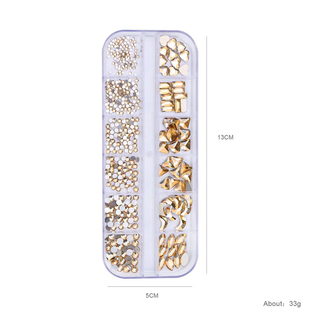 12 Grid Nail Art Diamond Special-Shaped Diamond Flat-Bottomed Rhinestone Ab Nail Art Jewelry Drill Nail Decoration Direct Sales