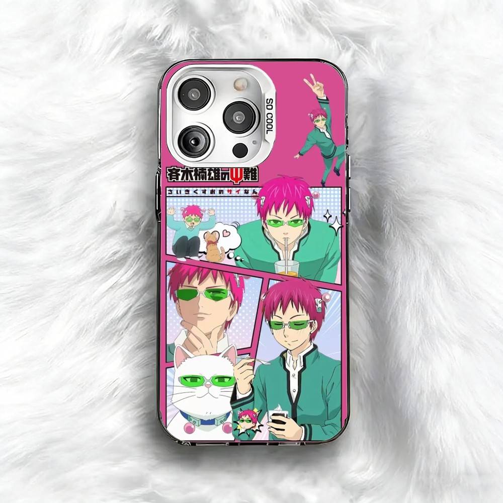 Аниме Мальчик S-Сайки Кусуо Чехол для телефона для iPhone 16 17 15 14 12 13 Pro Max Черный Цвет Ударопрочный Чехол