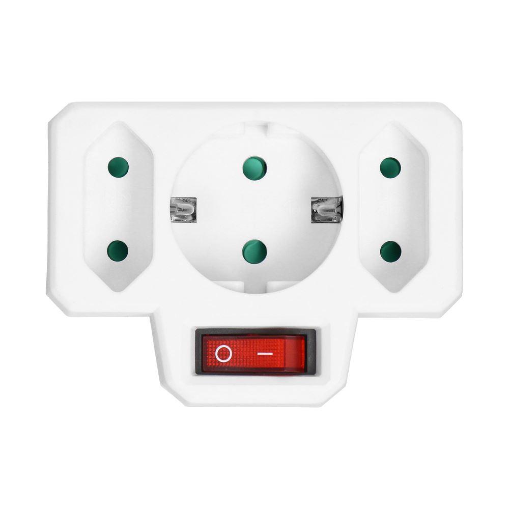 Rozgałęźnik 1X2P+Z, 2X2P/Ii Z Włącznikiem Or-Ae-13191(Gs) Schuko