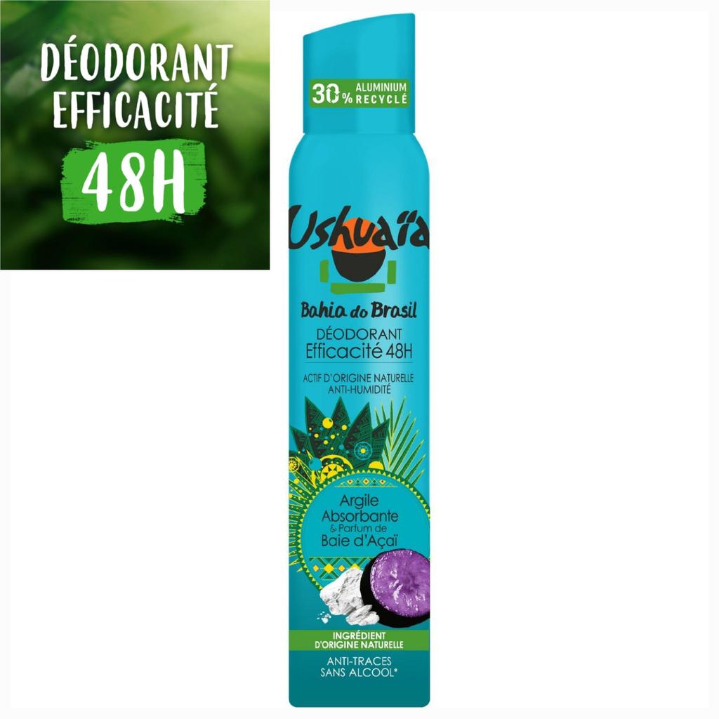 Ushuaia Acai Berry Absorbent Clay Spray Deodorant 48h Effectiveness the 200mL Bottle