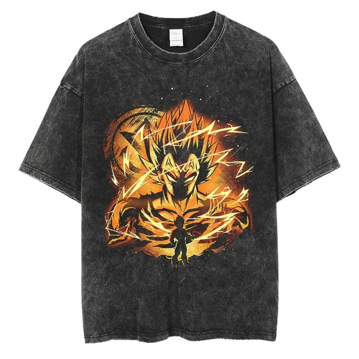 Вегета Галик Ган Винтажная Футболка Стиранная Оверсайз DRAGON BALL Аниме Футболка Мужская Женская Уличная Хип-Хоп Y2k Харадзюку Женская Мужская Одежда