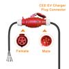Female 3 Phase 16A 5G 2.5mm² Cable EV Red Charging Adapter For 11KW Car Electric Vehicle Charger
