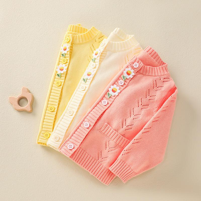 Весенне-осенний комфортный вязаный кардиган для девочек, повседневный детский свитер