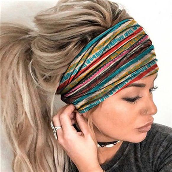 Summer Women Fashion Print Yoga Sports Elastic Headwraps Outdoor Sports and Leisure Headscarves Hair Band
