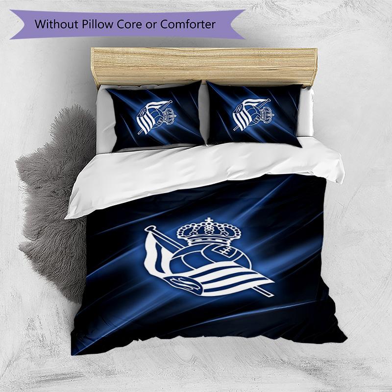 Real Sociedad FC Printed 3PCS Bedding Set Breathable Duvet Cover with Pillowcases Decorative Bed Linen for Bedroom Home