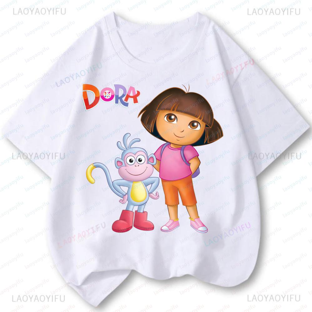Doras The Explorers T Shirt Summer Short Sleeve Tee Novelty Fashion Graphic T Shirts Cotton Vintage Printed Shirt Camisa Clothes