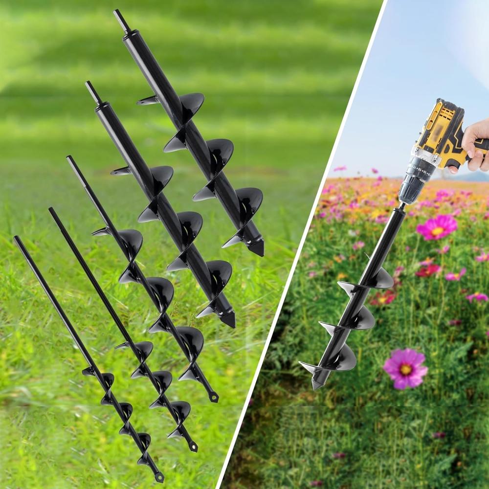 8 Sizes DIY Carbon Steel Planter Garden Auger Spiral Drill Bit Flower Planting Hole Digger Drill Bit Yard Gardening Bedding