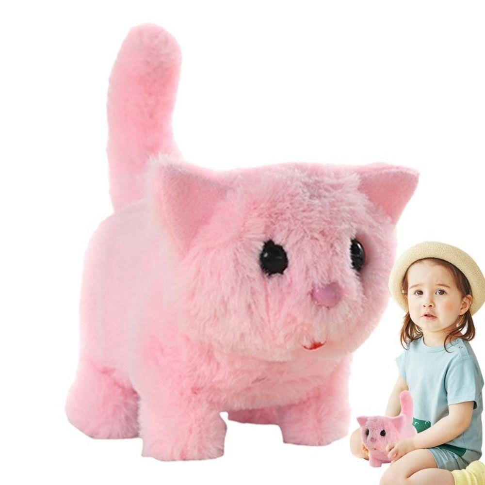 Stuffed Animal Electronic Stuffed Doll Tail Wagging Walking Interactive Cat Boys Girl