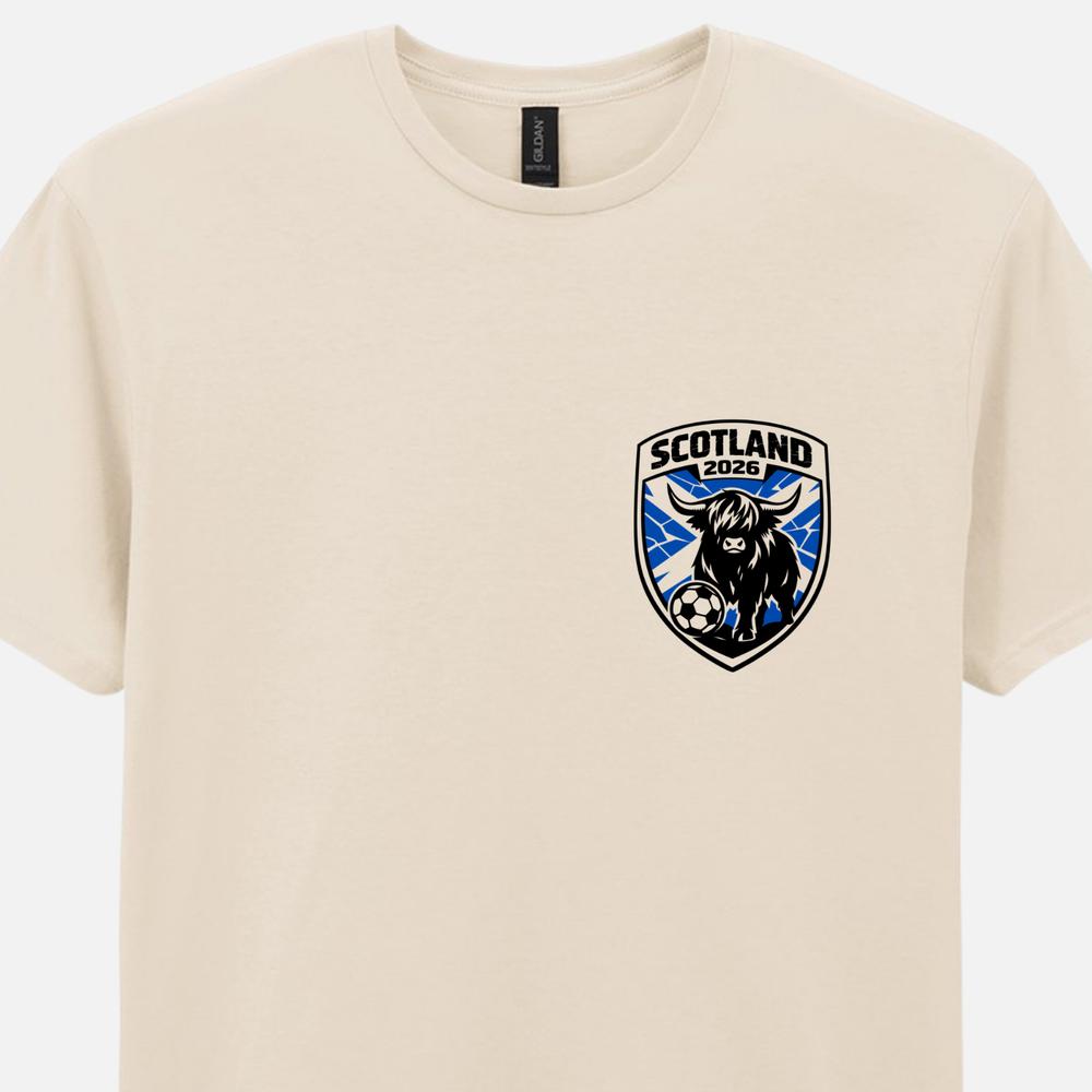 Scotland 2026 Tee World Cup Highland Cow Badge Well Be Coming Football TShirt