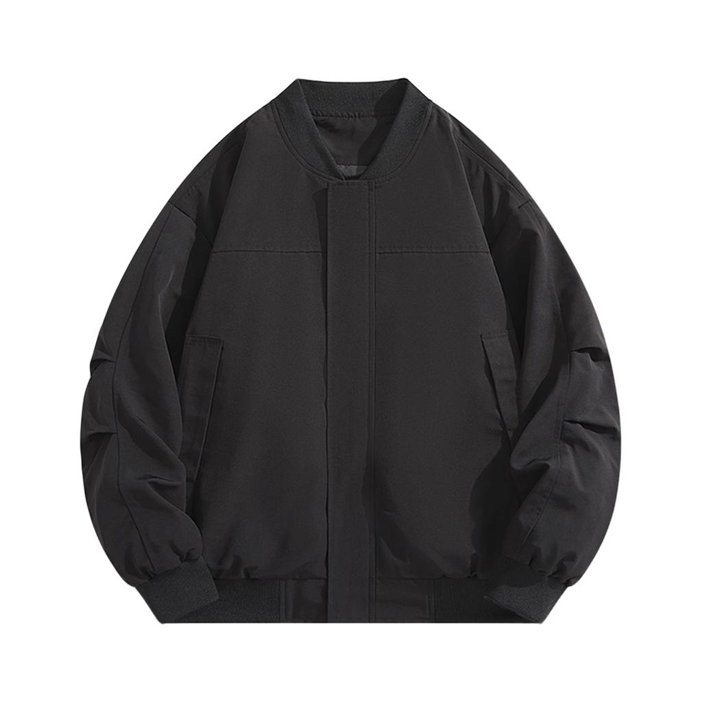 Men's Solid Color Baseball Jacket Retro Casual Sports Loose Thin Jacket