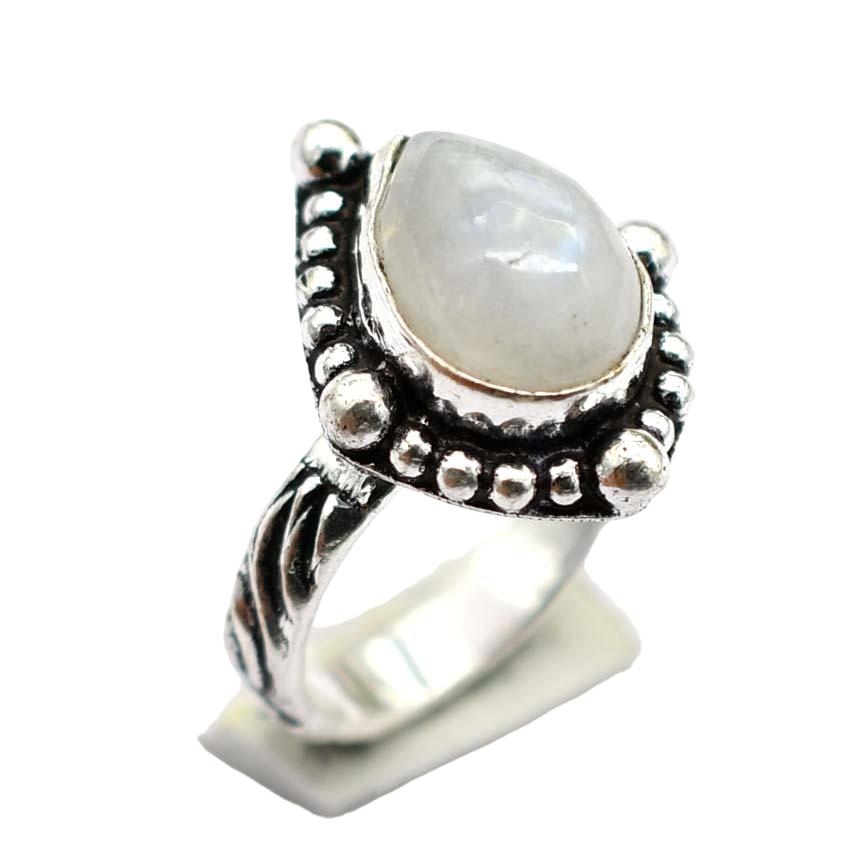 Moonstone Ethnic Handmade Ring Jewelry US Size-5.75 R 5603