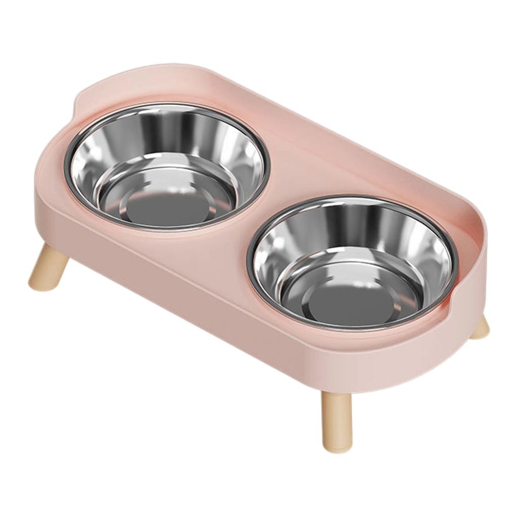 Non Slip Stainless Steel Double Bowl Pet Food Dish With Anti Spill Design For Cats And Dogs Durable Easy Clean