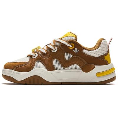 Удобные нескользящие прочные низкие кроссовки для скейтбординга женские кроссовки коричневые белые 122428061-5