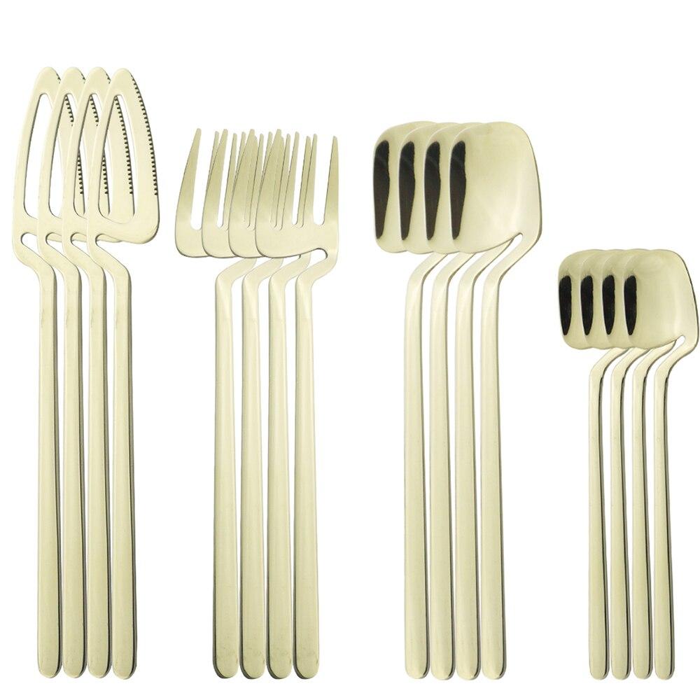 16Pcs Purple 304 Stainless Steel Mirror Polished Tableware Cutlery Set Knives Fork Coffee Spoons Dinnerware Set Party Kitchen Silverware Set