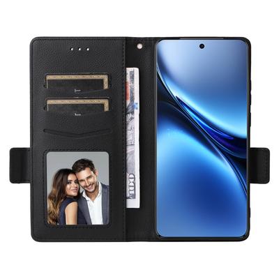 Чехол для vivo X200 Pro 5G с ремешком на запястье, текстура личи, кошелек из ПУ кожи, чехол для телефона