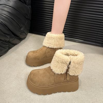 Женская модная мягкая эластичная зимняя теплая утепленная сноубутсы на толстой подошве, нескользящая, износостойкая, для активного отдыха на открытом воздухе, спортивные хлопковые ботинки