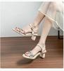 Fashion 2025 New French Crystal Women's Sandals with High Heels and Square Head Style