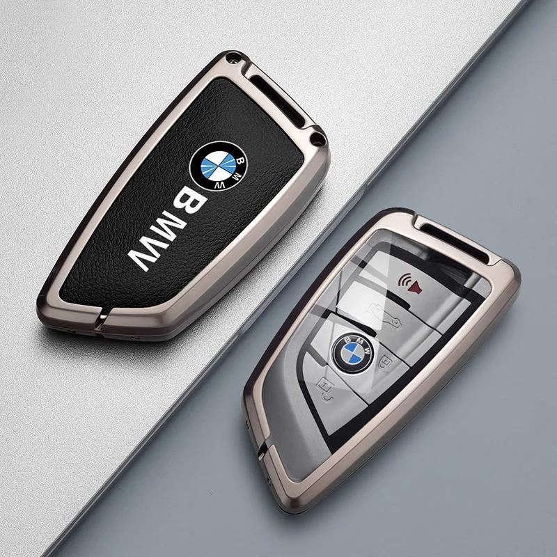 Leather Car Remote Key Case Cover Shell for BMW X1 X3 X5 X6 X7 1 3 5 6 7 Series G20 G30 G11 F15 F16 G01 G02 F48 Keyless Key Fob C222