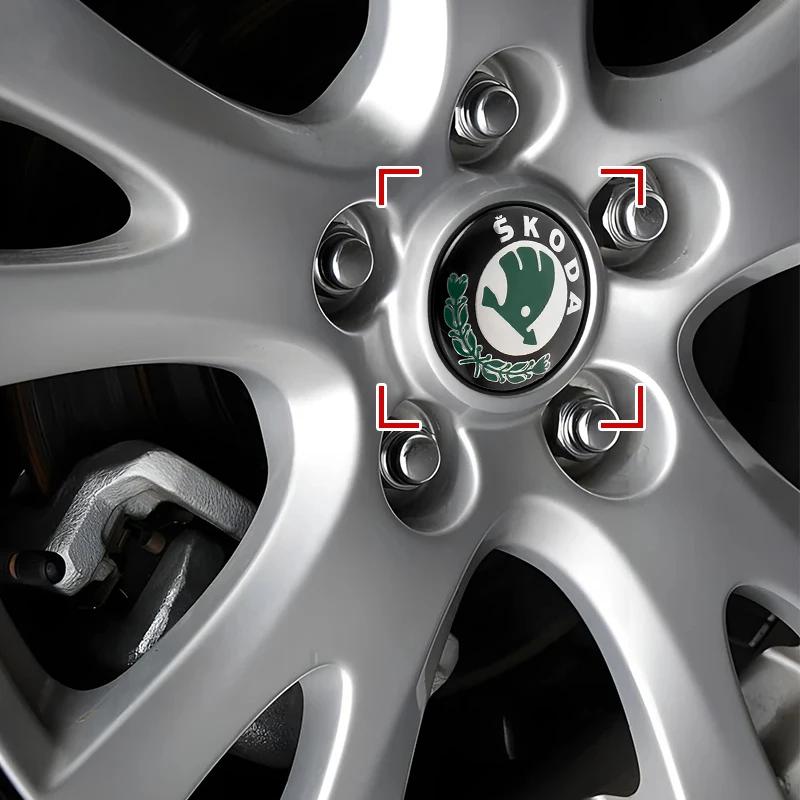 4Pcs 56MM Car Emblem Wheel Center Hub Cap Covers Auto Rim Cover For Skoda S VRS VII Octavia Superb A5 A7 3 Kodiaq Rapid Fabia