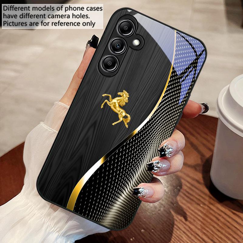 Деревянный зернистый Золотой конь Для Samsung A 73 72 71 70 56 55 54 53 52 51 50 42 35 34 33 32 31 26 25 24 23 22 30 20 стеклянный чехол для телефона