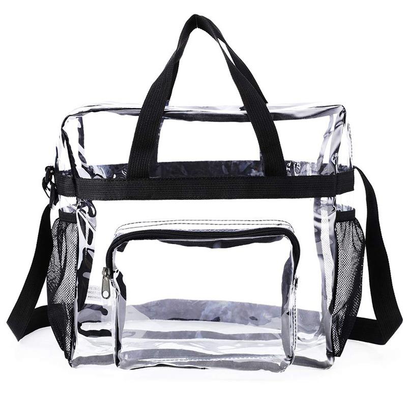 PVC Transparent Waterproof Cosmetic Bag With 4 External Pockets Large Capacity Travel Makeup Organizer Storage Bag Clear Handbag