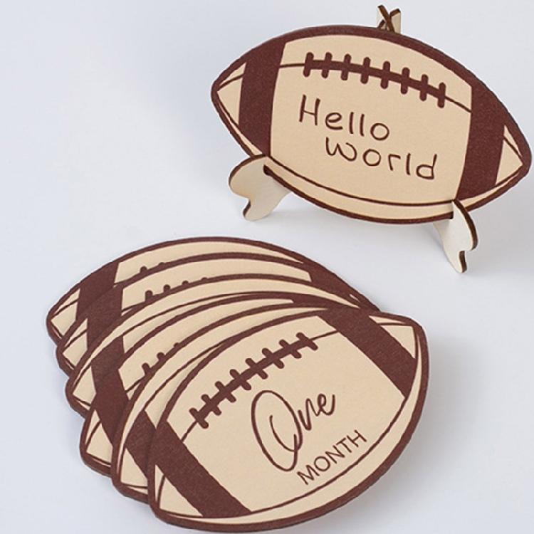 Football Theme Baby Monthly Milestones Marker Card Infant Commemorative Calendar Card Record Growth Photography Props