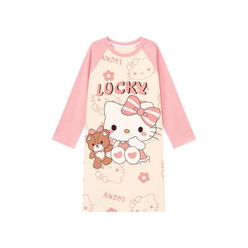 Girls Cotton Long Sleeve Pajama Set Cartoon Print Sleepwear Winter Home Wear