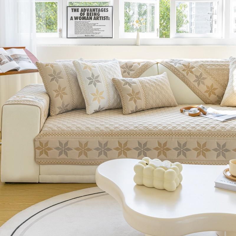 Washed Cotton Sofa Cushion Summer Light Luxury American Bohemian Non-Slip Fabric Cover Towel Seat Cushion Cover