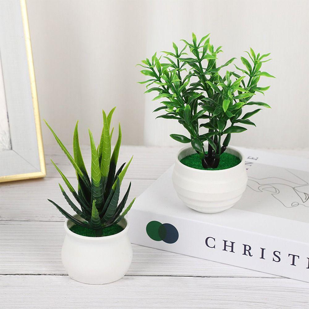 Зеленые реалистичные растения в горшках Алоэ Трава Искусственная трава Подарочные горшки Искусственные растения Бонсай