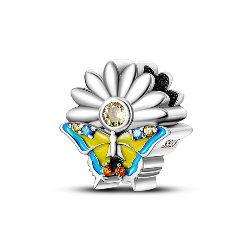 Fashion 925 Copper Fantasy Colorful Butterfly Series Pendent Beads Charms Fit 4MM Hole Diameter Bracelet Zircon Diy Making