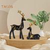 2 шт. смоляного украшения в виде оленя, стоящего оленя и лежащего оленя, настольная фигурка оленя для книжной полки, каминной полки, шкафа, декора